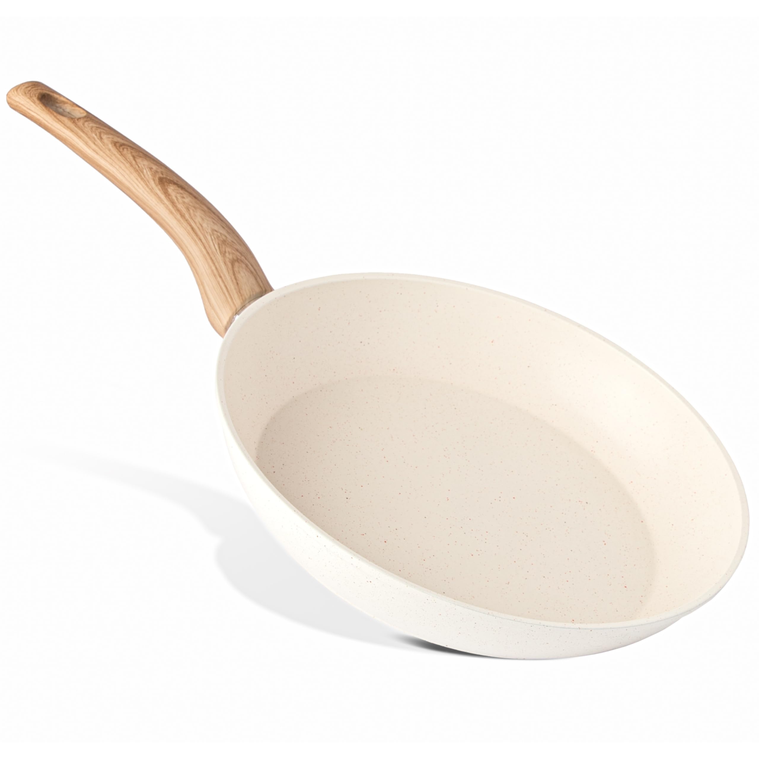 Nuovva Induction Hob Frying Pan Set – Non Stick Chef's Pan & Wok – 20cm Cream Granite