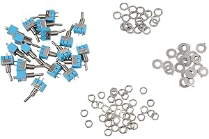 MTS-101 SPST for TOGGLE Switch Kit with 2 Pin ON-OFF Dual Position Rated 6A 125VAC or 3A 250V Metal Plastic Construction Thre