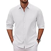 COOFANDY Men's Long Sleeve Button Down Shirts Casual Untucked Dress Shirt Beach Wedding Shirts