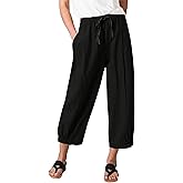 Bozanly Summer Capri Pants for Women Casual Elastic Waist Cotton Linen Comfy Yoga Crop Pants Trousers 2026