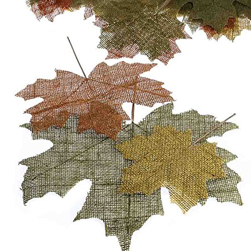 Package of 15 Assorted Size Large Stiffened Earth Tone Burlap Leaves for Embellishing, Decorating and Displaying