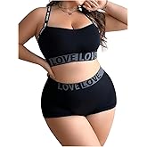SOLY HUX Plus Size Lingerie for Women Matching Bra and Panty Sets for Curvy Women Bralette and Boyshorts Panties