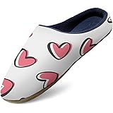 KEHUASW Funny Slippers Heart Slippers Valentine's Day Bedroom Slippers Women Bed Slippers Mens Soft Slippers Fluffy House Sho