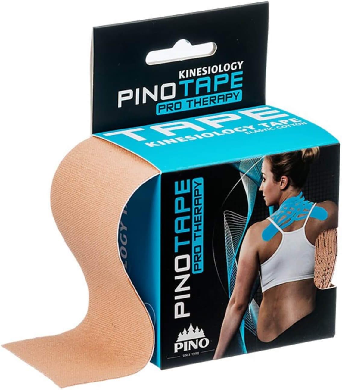 Pinotape Pro Therapy® – The Original – Kinesiology Tape – Cotton – Various Colours and Designs 5 cm x 5 m – Particularly Skin-Friendly – Kinesiology Physio Tape Sports Tape, beige