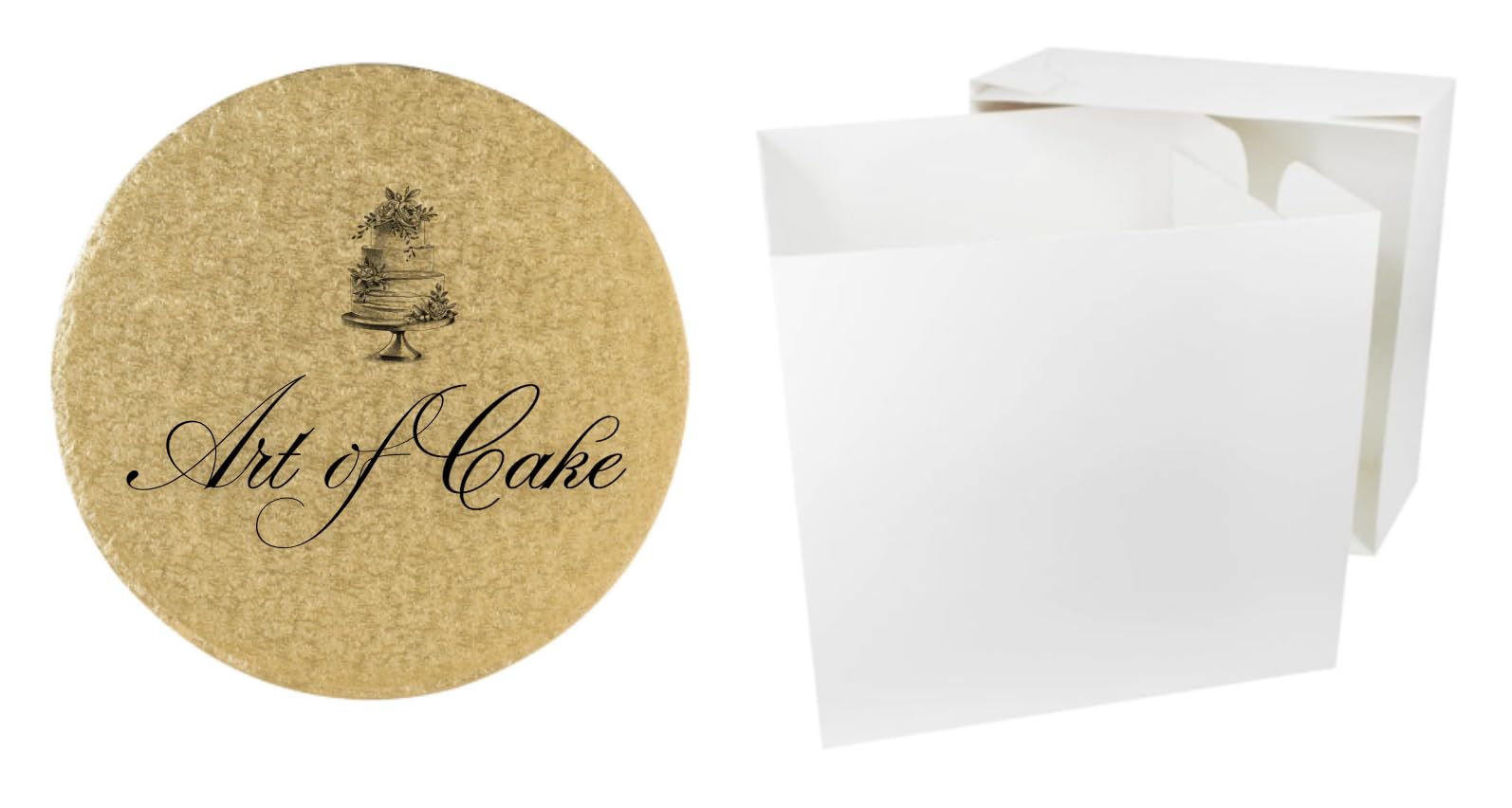 Art of cake® 10 in Drum GOLD and 10 in WHITE TALL CAKE BOX