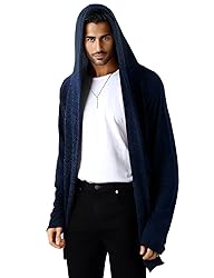 Mens Hooded Cardigan Long Cardigans Sweater Shawl