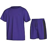 Essenclo Boys Athletic Shorts and Performance T-Shirt Crew Neck Boy Clothes Set, Summer Kids Outfit Size 3-16 (2 Pcs Set)