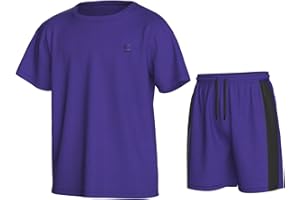 Essenclo Boys Athletic Shorts and Performance T-Shirt Crew Neck Boy Clothes Set, Summer Kids Outfit Size 3-16 (2 Pcs Set)