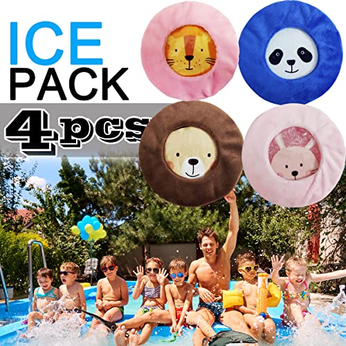 Kids Ice Pack, Hot Cold Pack, Kids Reusable Ice Pack, Pain Relief for Kids Injuries, Wisdom Teeth, Tired Eyes, Headaches, Extremely Comfortable Fabric Cover(4PCS Size:5.1in*5.1in)