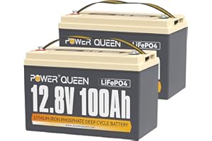 Power Queen 2 Pack 12V 100Ah LiFePO4 Battery, Built-in 100A BMS, Group 31, Lithium Battery 12V, 4000-15000 Cycles, Support in