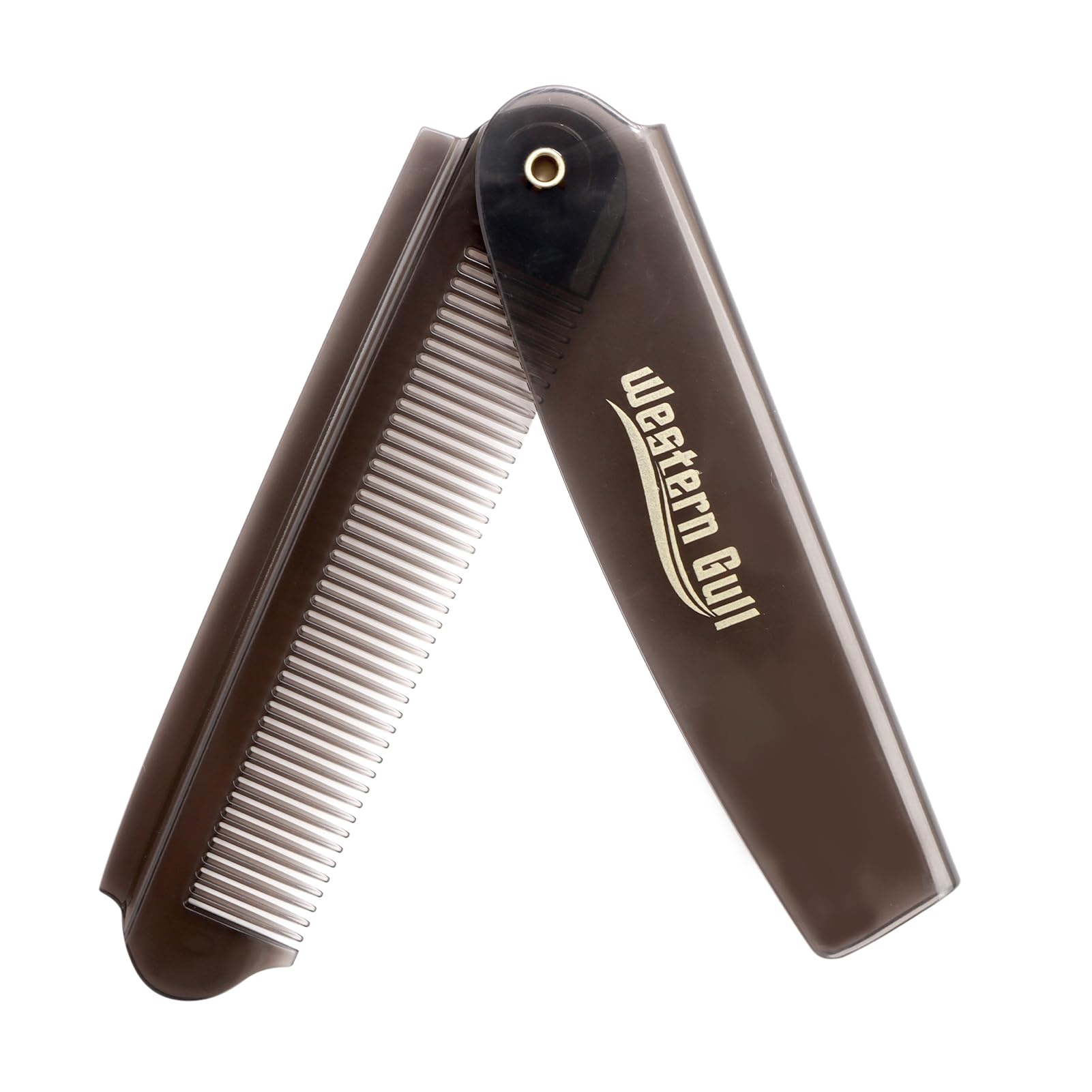 Kasoud Folding Pocket Comb - Plastic Portable Travel Brush for Beard and Hair - Luxury Hand Made Flip Combs for Grooming Thick and Thin Hair, Moustache (Grey)