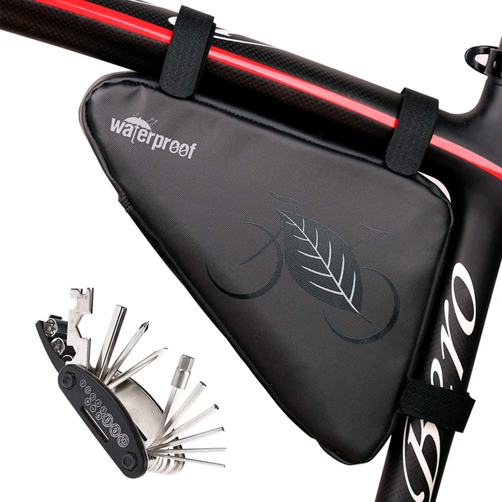 Photo 1 of NDakter Bike Pouch with Multi-Tool, Frame Bag, Waterproof Bicycle Triangle Storage, Cycling Accessories Pack for MTB, Road Bikes
