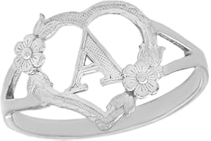 CaliRoseJewelry Silver Initial Alphabet Personalized Heart Ring - Letter A