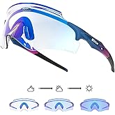 SCVCN Photochromic Cycling Glasses Men Women Wrap Around Sports Sunglasses HD MTB Bicycle Riding Mountain Bike Sunglasses S25