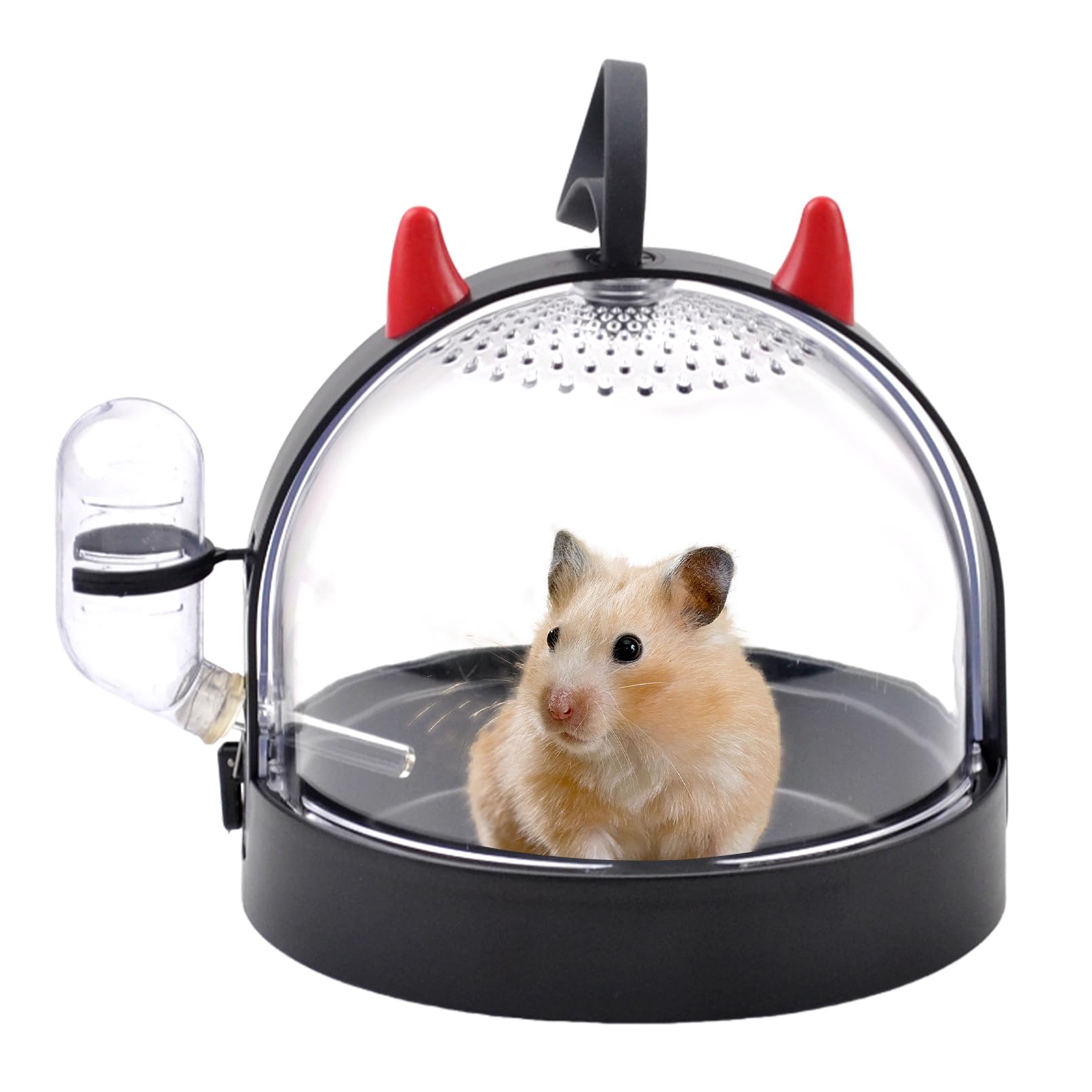 Photo 1 of MUYG Portable Hamster Cage Travel Bag, High Permeability Hamster Travel Carrier with Water Bottle Small Pet Hamster Travel Carrier Cage for Hamster Gerbils Mice Guinea Pigs Sugar Glider(Black)