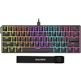 AJAZZ NK61 60% Mechanical Keyboard, Hot Swappable Wired Gaming Keyboard, RGB Backlit Compact 61 Keys Mini Keyboard with Linear Red Switches for PC Mac Gamer