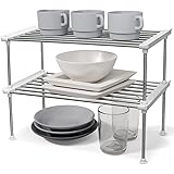 carrotez Cabinet Organizer Shelf, Set of 2 Stackable Kitchen Counter Shelves, Cabinet organizers and Storage, Pantry Storage 