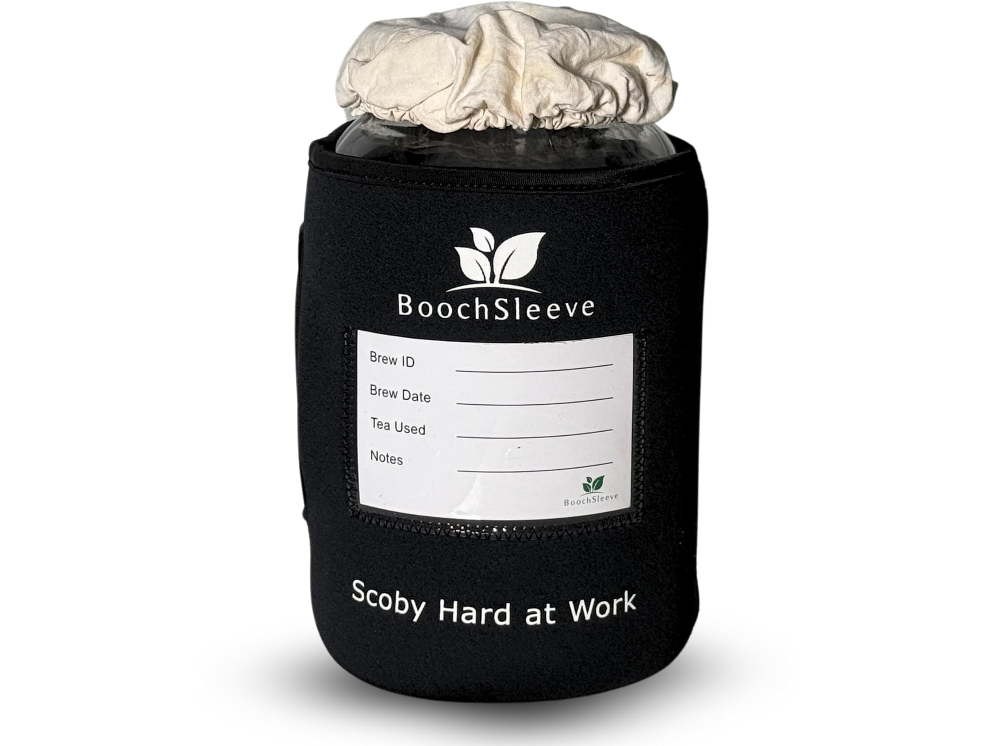 Kombucha starter kit 1 gallon glass jar sleeve - fermentation jar sleeve, 1 gallon mason jar sleeve, regulates brewing temperature - insulating neoprene - with thermometer slot