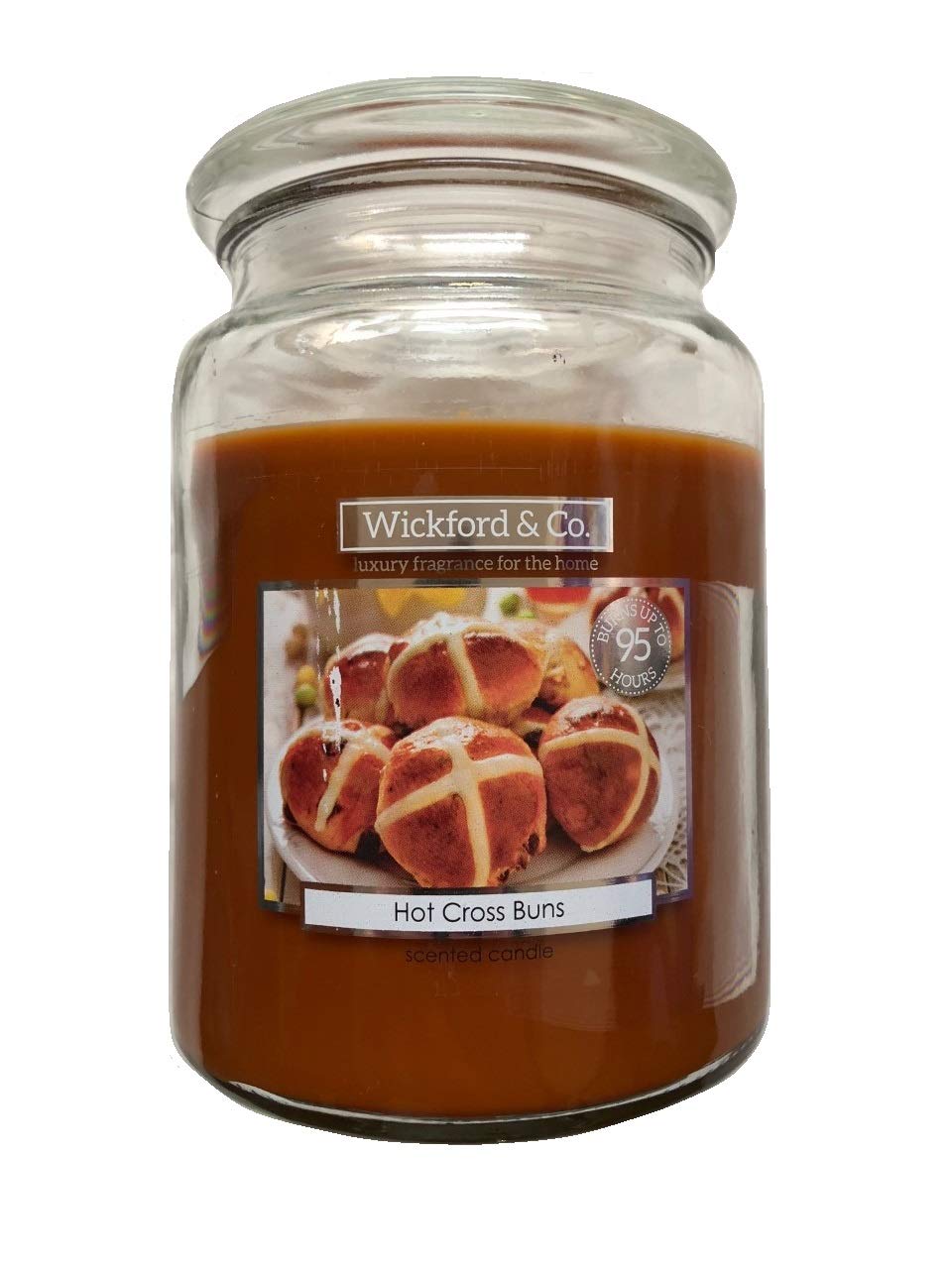 Wickford & Co. Large Scented Candle In Glass Jar 15cm 450g - Hot Cross Buns