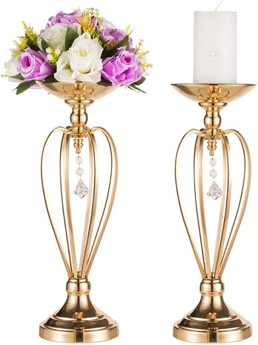 Nuptio Set of 2 Versatile Metal Flower Arrangement Stand & Pillar