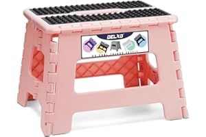 Delxo Folding Step Stool 9 Inch,Non-Slip Foldable Stools for Kids & Adults Up to 300 LBS,Kitchen Collapsible Fold Up Stepping
