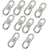 LBKYJ 10Pcs M6 Swivel Eye Hook Double Ended Eye-Eye Chain Connector Shackle Ring 360 Degree Rotation for Hanging 304 Stainless Steel Hardware Double Ended Swivel Hook