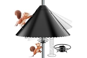 VIUBIRD Metal Squirrel Baffle - Heavy Duty Squirrel Baffle for Bird Feeder Pole - Chew Proof Squirres Guard with Spring for Better Defense, Outside Pole Mount for Bird Feeder, 19 Inch