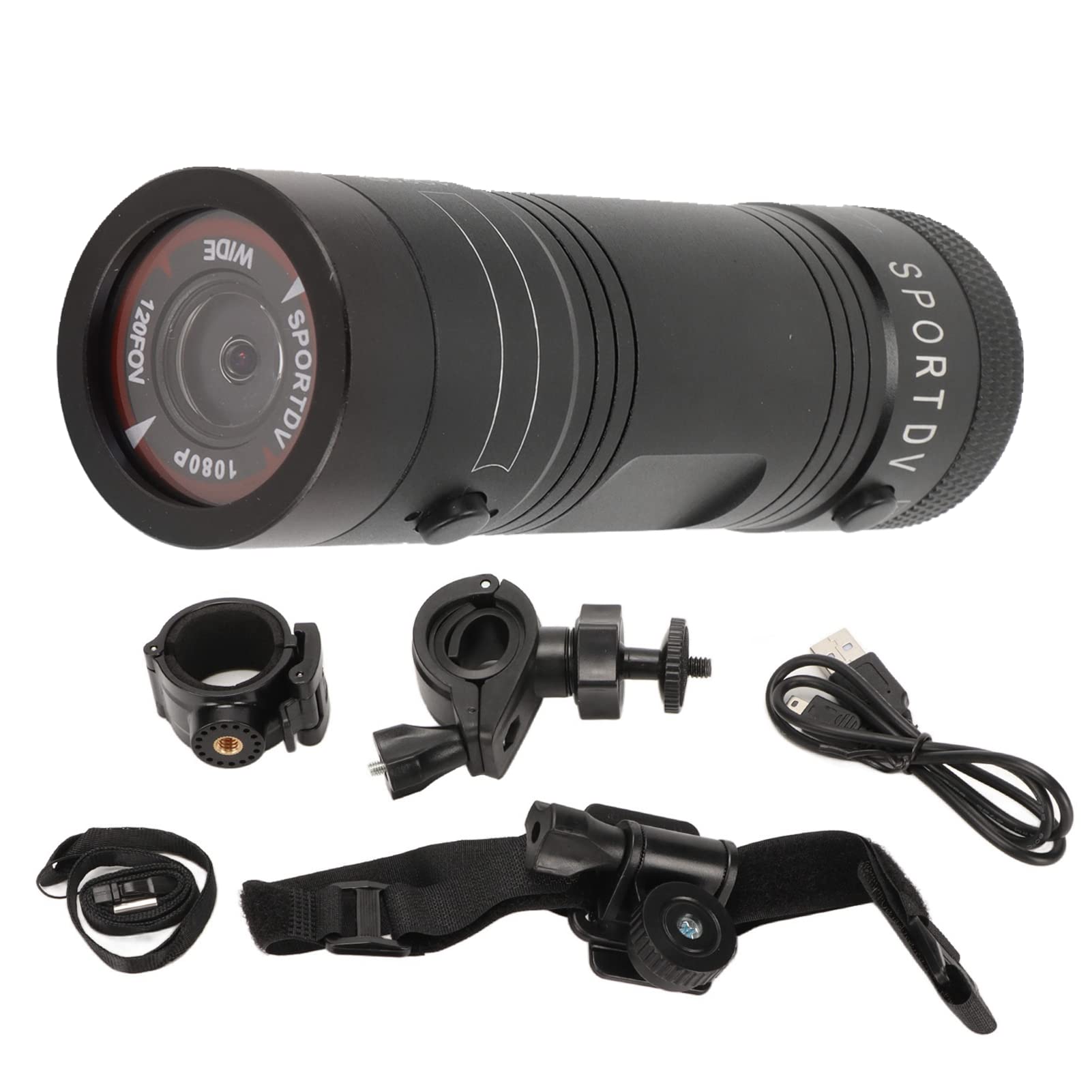 Fockety Motorcycle Helmet Camera, HD 1080P Sports Action Camera 120 Degree Wide Angle Waterproof Helmet Video Cam, Low Noise Compact Bike Sports Video Recorder with Mic for Windows, Skiing, Cycling