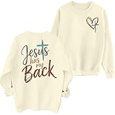 JINTING Women Jesus Sweatshirt Christian Faith Shirt Jesus Has My Back Sweatshirts Bible Verse Inspirational Pullover