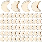 PH PandaHall 60PCS Gold Moon Spacer Beads, 14k Gold Metal Brass Star Charm Craft Loose Beads for DIY Necklace Bracelet Earring Pendant Making Decor, 5x7mm