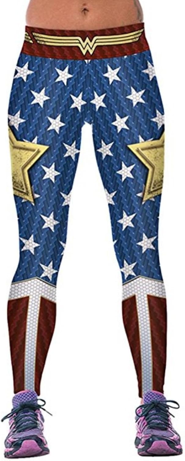Amazon Com Dc Comics Wonder Woman Logo W Stars Yoga Pants Osfm