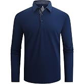Alex Vando Mens Long Sleeve Golf Shirts Breathable Dry Fit Polo Shirt | Moisture Wicking Quick Dry Fabric For All-Day Comfort, 4-Way Stretch For Free Movement, Ideal For Work &amp; Sports