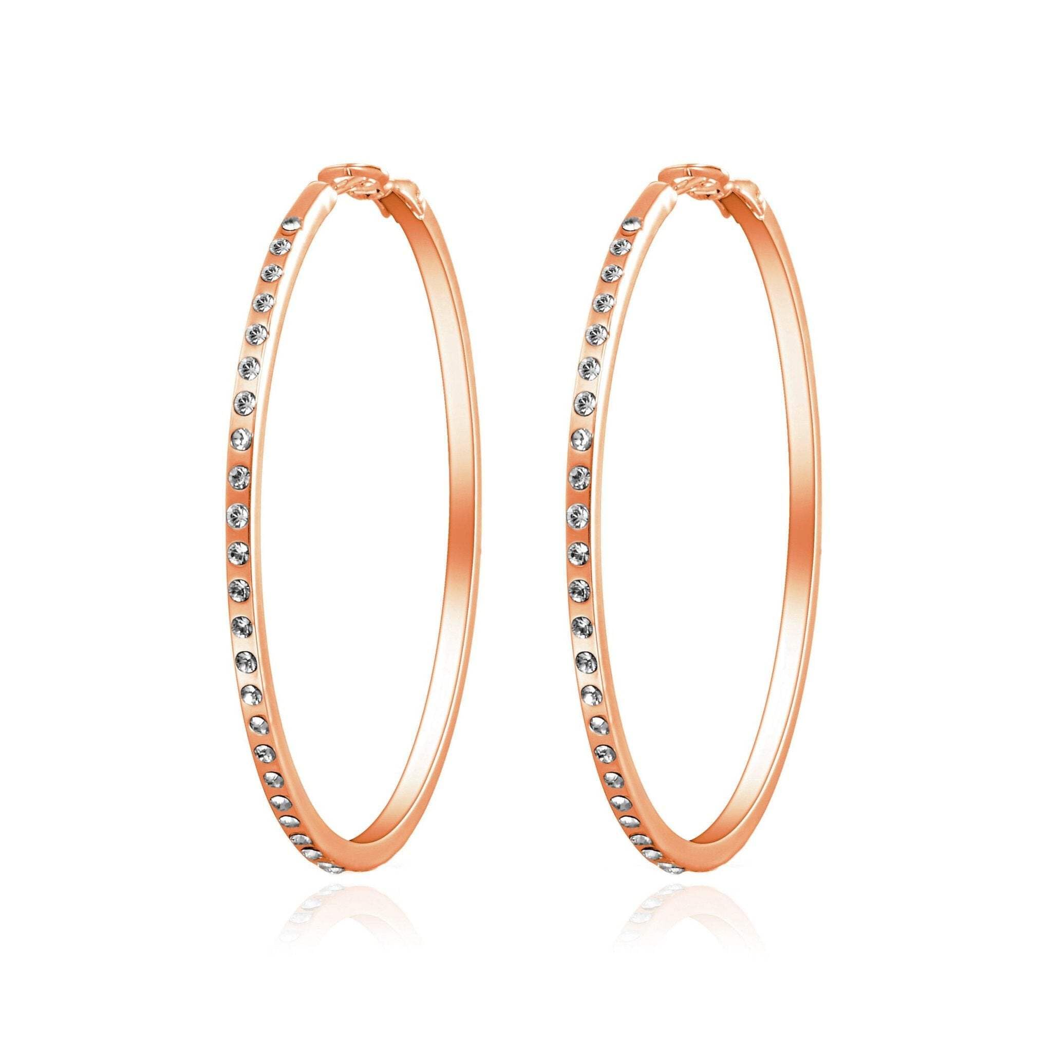 Philip Jones Rose Gold Plated 50mm Hoop Earrings Created with Zircondia® Crystals