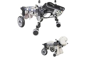 PTWSF Dog Wheelchair for Back Legs，Adjustable Pets Cart Mobility Aids for Little Pets,Chest & Thigh Support,Suitable Small Medium Dogs (Four Rounds, L)