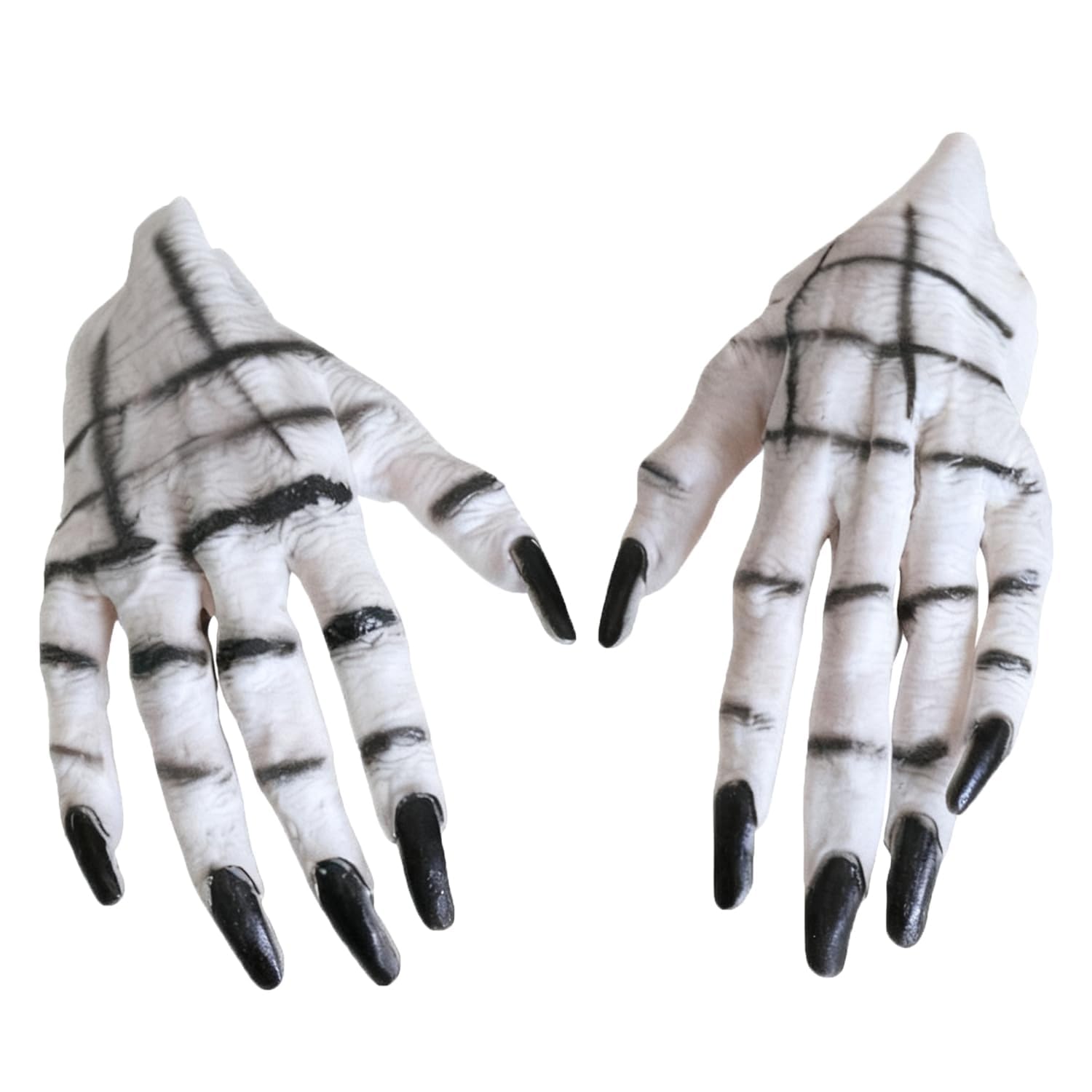 ITODA Halloween Ghost Gloves Scary Witch Claws Paws Glove Funny Fancy Dress Party Cosplay Gloves Demon Evil Zombie Costume Glove with Black Nails for Women White