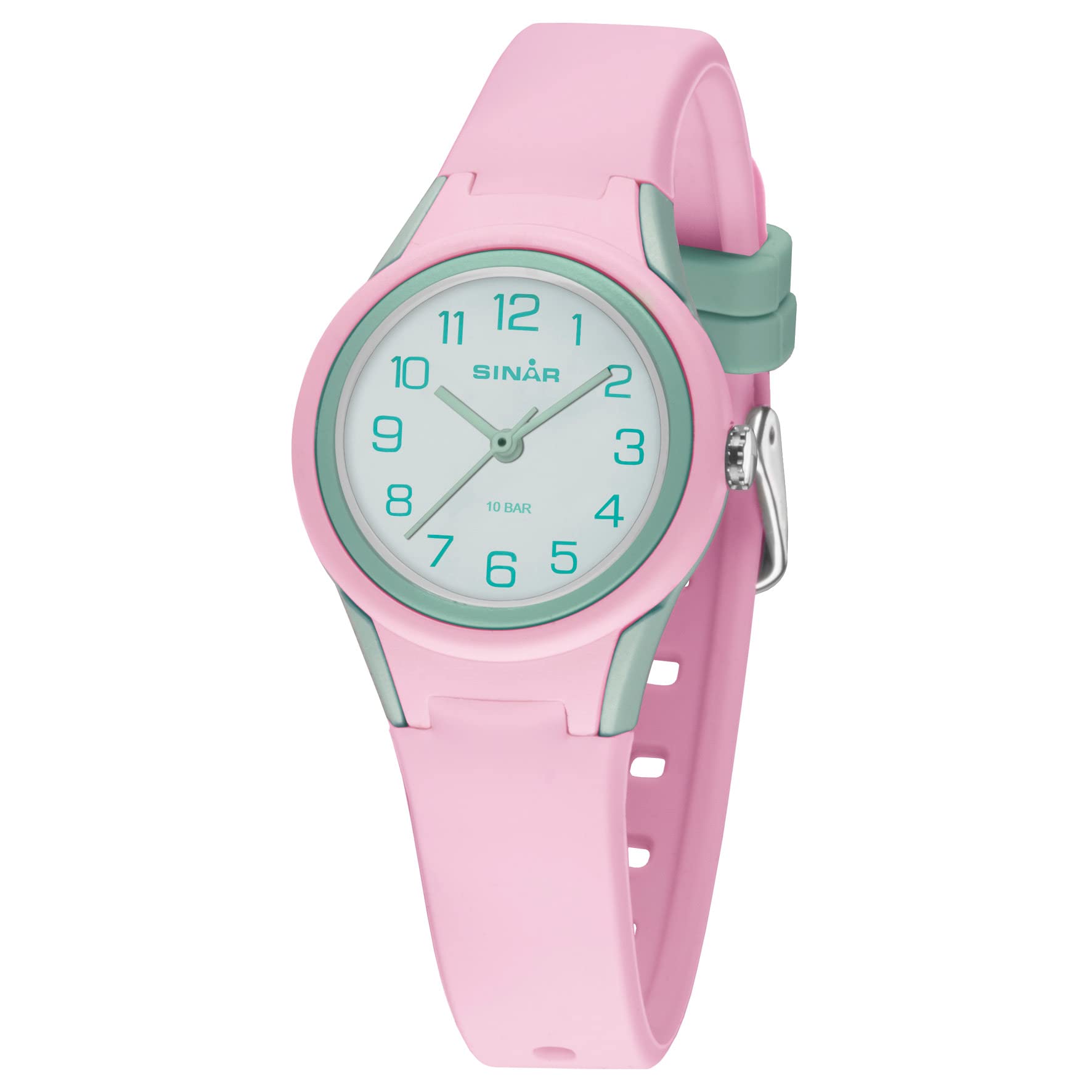 SINAR XB-47-9 Girls' Sports Watch Fitness Analogue Quartz 10 Bar Waterproof Pink Mint, mint, Strap.