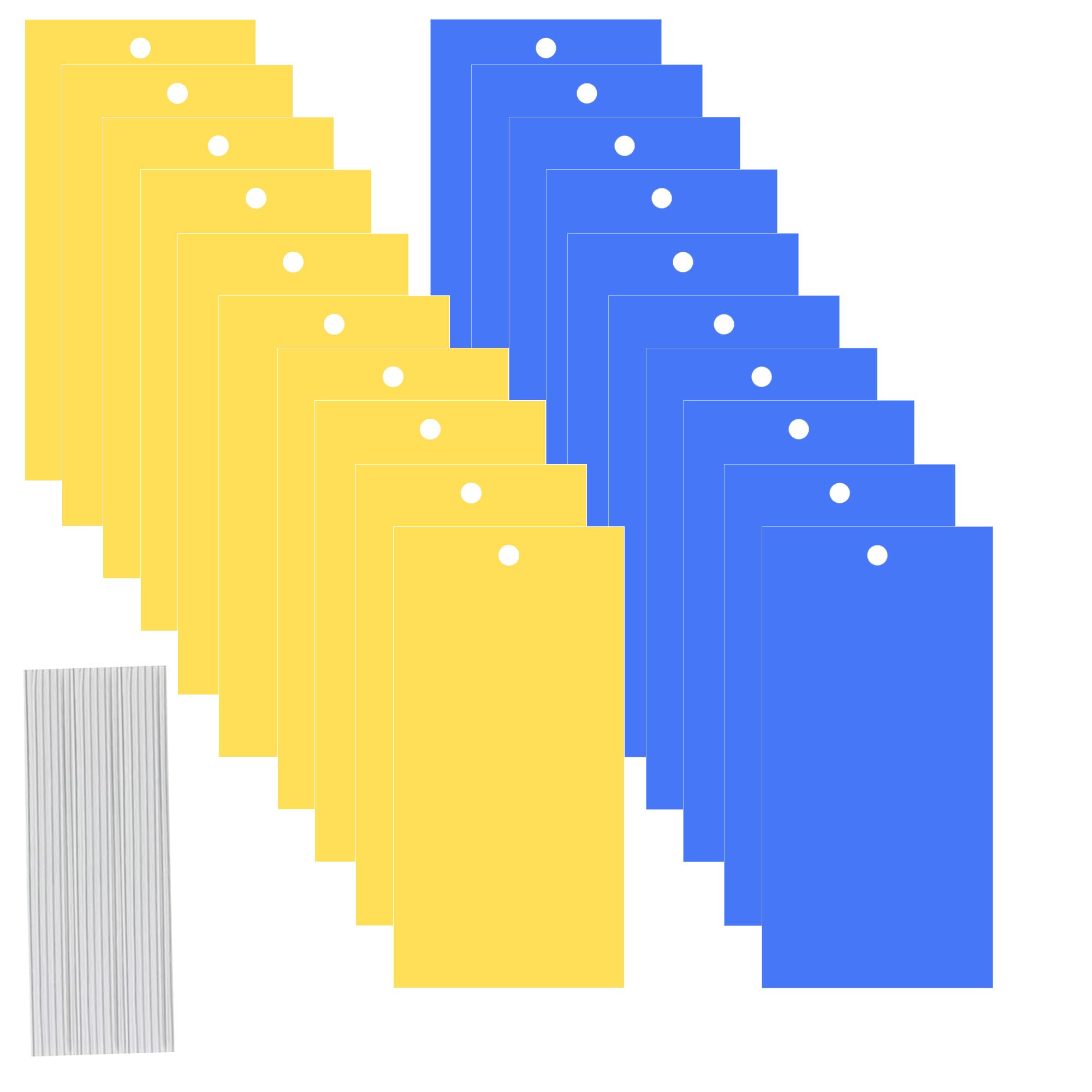 Cosymate 20 Pcs Yellow Blue Sticky Fly Traps Fly Paper Stickers Plant Fly Catchers Dual-sided Sticky Fly Traps with Twist Ties for Flying Plant Insects Pests