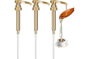 FANSTINOW Syrup Pump | Premium 3 Pack Gold Coffee Syrup Pump For 25.4 Oz-750ml Bottle - Perfect Compatible With Torani Syrups, Jordan- Each Pump Dispense 1/4 Oz - No Leaking, Dripping or Clogging