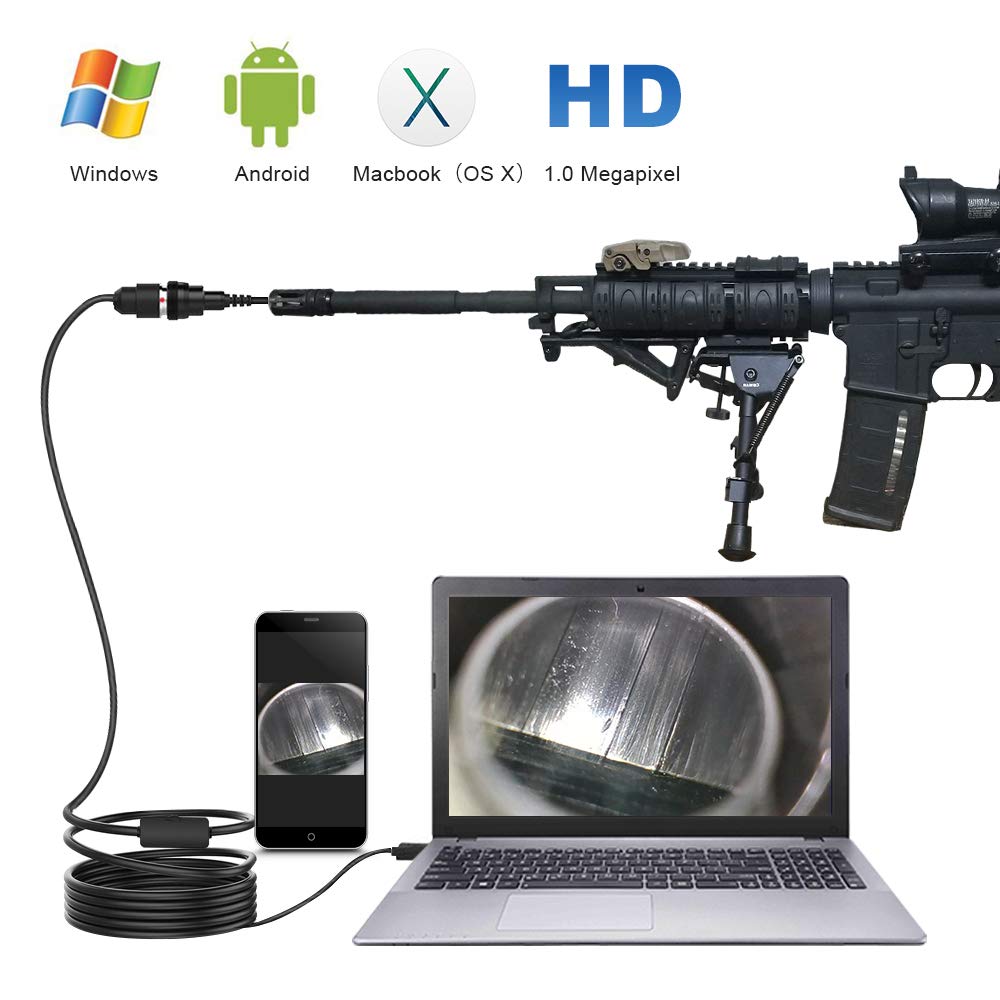 ScopeAround Rifle Borescope, 0.2 inch Gun Barrel Borescope Gun Inspection Camera with Refracting