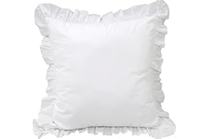 QSH Queen's House White Euro Sham Ruffle Pillowcase 26''x26'' -1 Piece