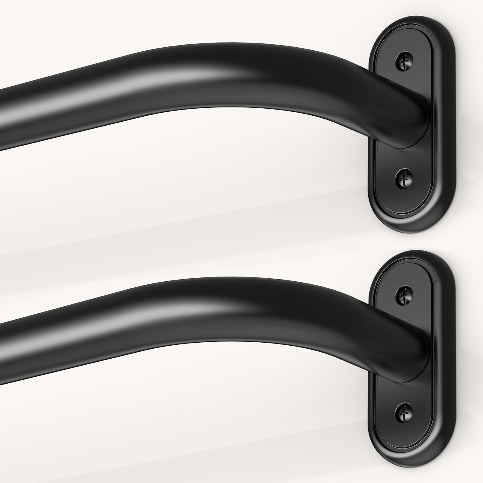 Photo 1 of JRZOO 2 Pack Wrap Around Curtain Rods Black, Blackout Heavy Duty Curtain Pole for Windows 28 to 48 Inch, 1" Decorative Room Darkening Curved Modern Drapery Rod (Matte Black/Unique Design/All Matel)