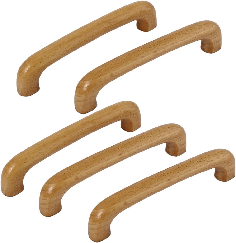 Sourcingmap Cabinet Cupboard Door Drawer Dresser 96mm Hole Distance Pull Wood Handles for Dresser Drawer Wardrobe 5 Pcs