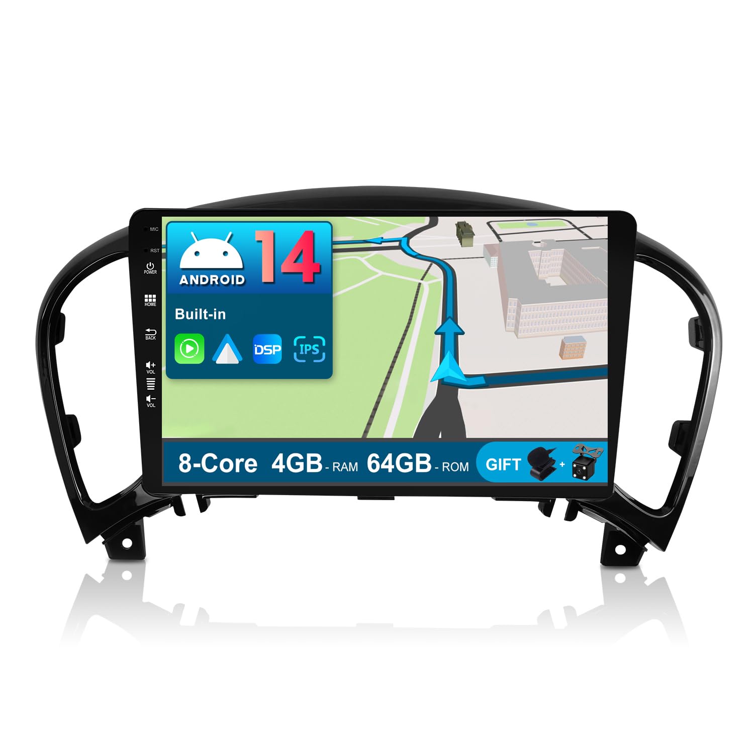 JOYX Android 15 IPS 9 Inch Car Steroe For Nissan Juke J15 / YF15 Infiniti ESQ (2010-2019) - 4G + 64G - Built in DSP Carplay Android Auto - LED Camera + MIC - Steering Wheel WiFi Fast-Boot 360-CAM AHD