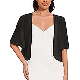 Women Bolero Shrug Cardigan Open Front Cover Up Sheer Short Sleeve Kimonos for Evening Dress