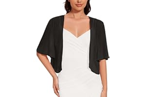 CHICGAL Women Bolero Shrug Cardigan Open Front Cover Up Sheer Short Sleeve Kimonos for Evening Dress