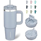 BJPKPK Tumbler With Handle 30 oz Stainless Steel Insulated Tumbler With Lid And Straw For Water Or Ice Coffee,Modern Blue