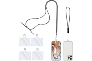 simarro Universal Cell Phone Lanyard, 2 Phone Chains with 4 Transparent Replacement Mobile Phone Straps Adjustable Nylon Neck Strap for All Smartphone Compatible with Most Phone Cases (Gray)