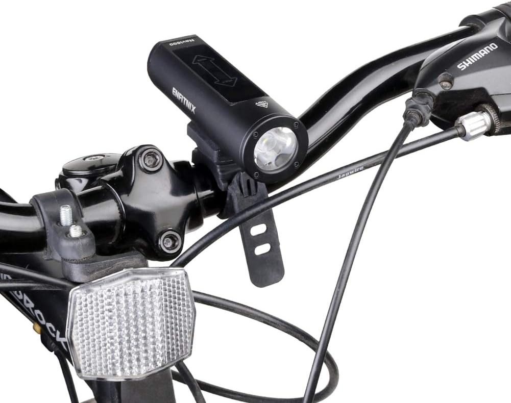 ENFITNIX LED Smart Bike Front Light with Touch Slider Control, Stepless dimming, Run Time Display, 4 Levels of Power, and ECO Energy Saving, Ultra Bright with a Decent Battery Life, USB Rechargeable.