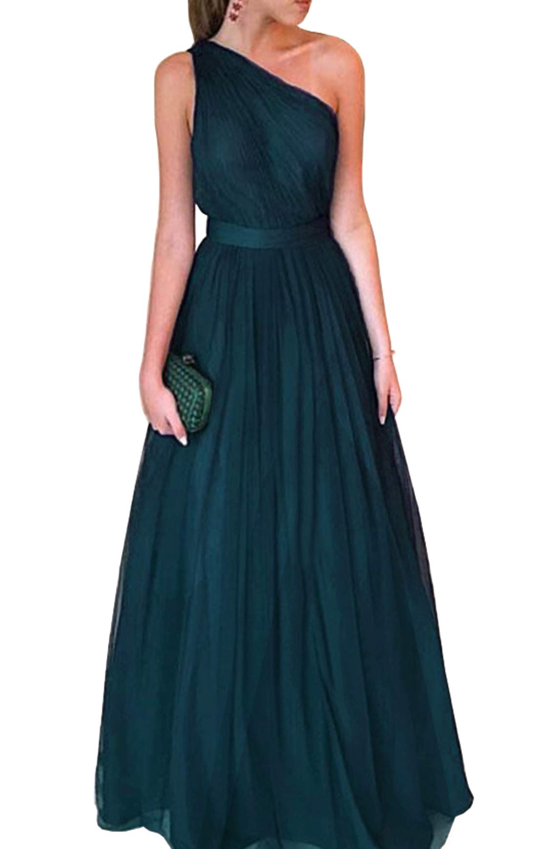 Uryouthstyle One Shoulder Formal Bridesmaid Dresses Tulle Prom Dress