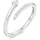 Monkton 1.8mm S925 Sterling Silver Stackable Ring for Women Open Adjustable Cubic Zirconia Eternity Ring Twist Wrap Pave CZ Band Hypoallergenic Size 4-11